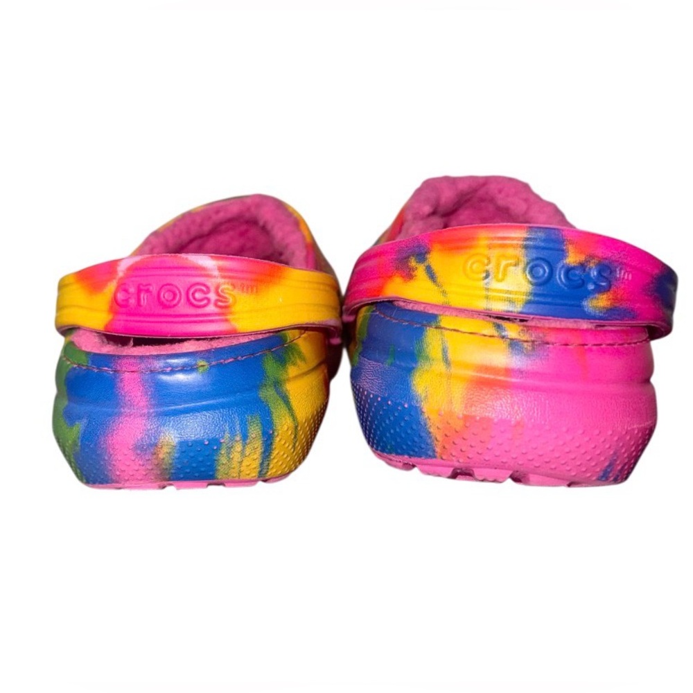 Crocs fur lined CLASSIC Tie Dye kids clogs shoes girl’s shoes size 4 - Picture 11 of 13